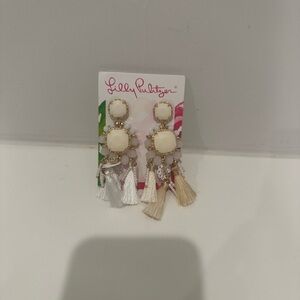 Lilly Pulitzer Waterside Tassel Earrings in Resort White